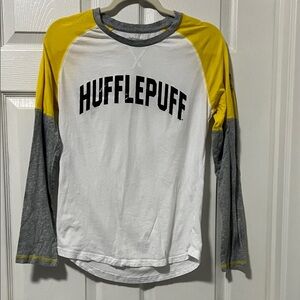 Universal Hufflepuff women’s Long Sleeve Tee - Yellow, Gray, and White